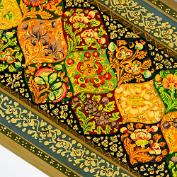 【超高精細・一点もの】カシミールのペーパーマッシュ 格子花柄 ペンケース・小物入れ 約22.5cm x 約7.5cm - サブ5