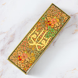 【超高精細・一点もの】カシミールのペーパーマッシュ 百花繚乱ペンケース・小物入れ 約22.5cm x 約7.5cm - サブ2