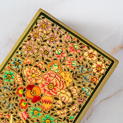 【超高精細・一点もの】カシミールのペーパーマッシュ 百花繚乱ペンケース・小物入れ 約22.5cm x 約7.5cm - サブ3