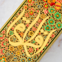 【超高精細・一点もの】カシミールのペーパーマッシュ 百花繚乱ペンケース・小物入れ 約22.5cm x 約7.5cm - サブ4