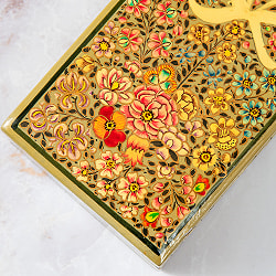 【超高精細・一点もの】カシミールのペーパーマッシュ 百花繚乱ペンケース・小物入れ 約22.5cm x 約7.5cm - サブ5