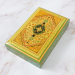 【超高精細・一点もの】カシミールのペーパーマッシュ 永久の園 長方形小物入れ 約22.5cm x 約14.8cm - サブ2