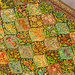 【超高精細・一点もの】カシミールのペーパーマッシュ 格子花柄 チェスト形小物入れ 約22.5cm x 約14.8cm - サブ4