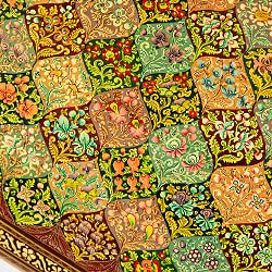 【超高精細・一点もの】カシミールのペーパーマッシュ 格子花柄 チェスト形小物入れ 約22.5cm x 約14.8cm - サブ5