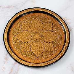 【超高精細・一点もの】カシミールのペーパーマッシュ 円形壁掛け 約25.2cm x 約25.2cm - サブ2