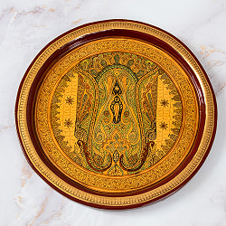 【超高精細・一点もの】カシミールのペーパーマッシュ 円形壁掛け 約25.2cm x 約25.2cm - サブ2