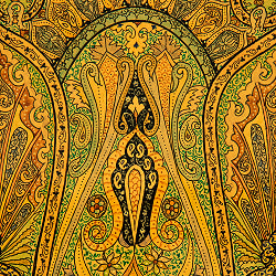 【超高精細・一点もの】カシミールのペーパーマッシュ 円形壁掛け 約25.2cm x 約25.2cm - サブ3