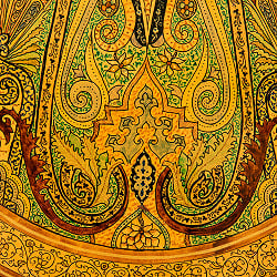 【超高精細・一点もの】カシミールのペーパーマッシュ 円形壁掛け 約25.2cm x 約25.2cm - サブ4