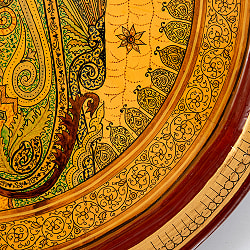 【超高精細・一点もの】カシミールのペーパーマッシュ 円形壁掛け 約25.2cm x 約25.2cm - サブ5