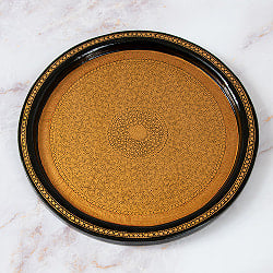 【超高精細・一点もの】カシミールのペーパーマッシュ 円形壁掛け 約25.5cm x 約25.5cm - サブ2