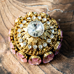 ジュエル装飾 インドの小物入れ風インテリアボックス 直径5cm程度 - サブ2