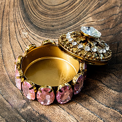 ジュエル装飾 インドの小物入れ風インテリアボックス 直径5cm程度 - サブ4