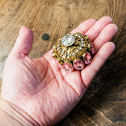 ジュエル装飾 インドの小物入れ風インテリアボックス 直径5cm程度 - サブ5