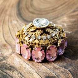 ジュエル装飾 インドの小物入れ風インテリアボックス 直径5cm程度