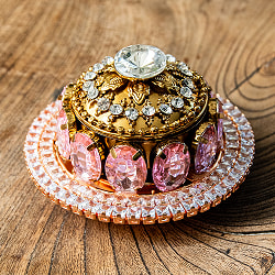 ジュエル装飾 インドの小物入れ風インテリアボックス 直径7.5cm程度 - サブ2