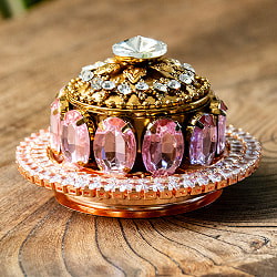 ジュエル装飾 インドの小物入れ風インテリアボックス 直径7.5cm程度 - サブ4