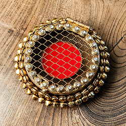 グングルとジュエル装飾のマハラニケース ティッカケース 直径8cm程度 - サブ3