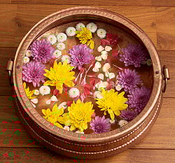 ネパールの銅の水盆 カッパー  フットバス 直径30cm程度 - サブ4