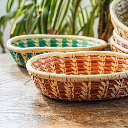 ネパールの手作り 竹編み オーバルボウル カトラリーや文房具に 19 x 14cm程度 - サブ3