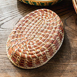 ネパールの手作り 竹編み オーバルボウル カトラリーや文房具に 19 x 14cm程度 - サブ4