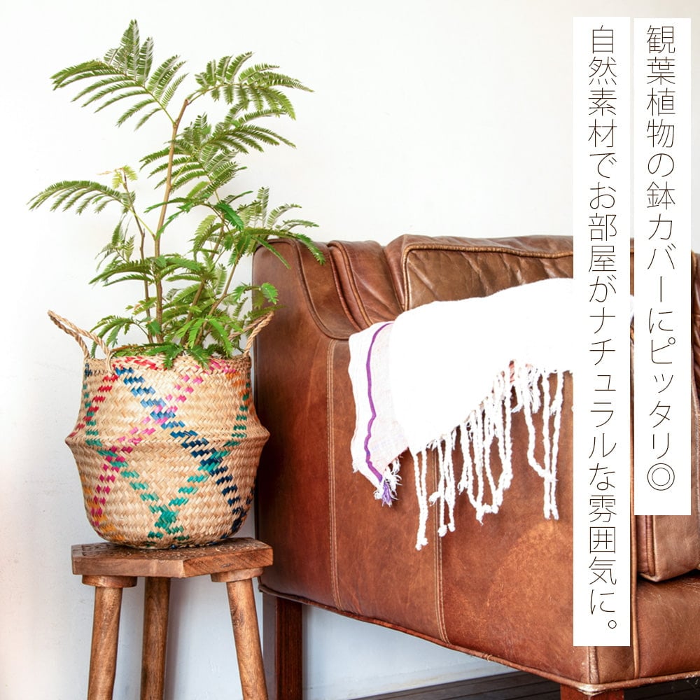 シルエットを変えられる ストロー素材の2WAYバスケット4枚目の説明写真です