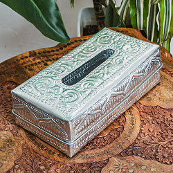 バリのアルミ細工 ティッシュ ボックス カバー - サブ3