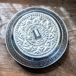 バリのエンボス 蓋付き小物入れ サービングトレイ 直径21.5cm程度 - サブ2