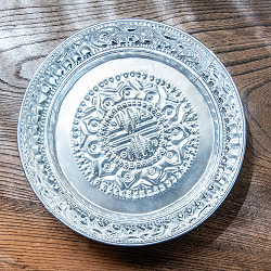 バリのアルミ細工 ラウンドトレイ お盆 20cm - サブ2