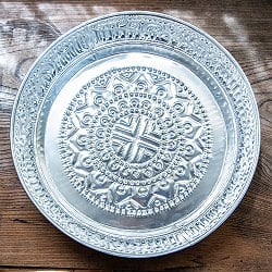 バリのアルミ細工 ラウンドトレイ お盆 30cm - サブ2