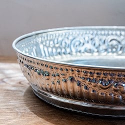 バリのアルミ細工 ラウンドトレイ お盆 30cm - サブ5