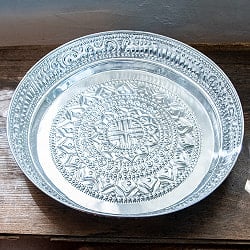 バリのアルミ細工 ラウンドトレイ お盆 40.5cmの商品写真