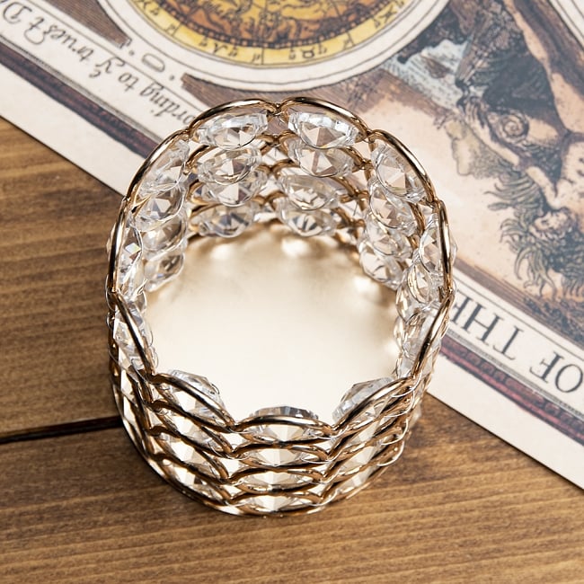 【3個セット】クリスタルガラスのアラビアンキャンドルホルダー - ゴールド【8cm×7cm】 5 - 上から見てみました。
