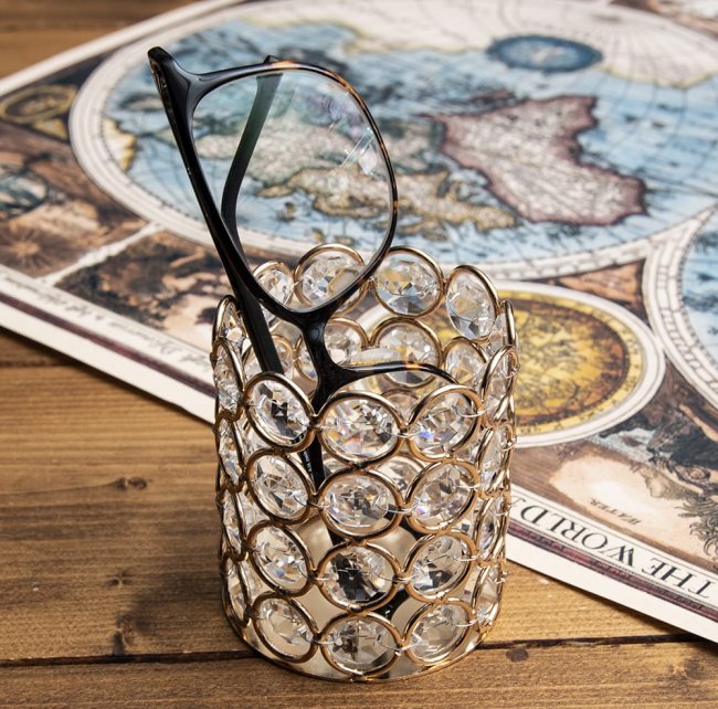 【3個セット】クリスタルガラスのアラビアンキャンドルホルダー - ゴールド【8cm×7cm】 9 - LEDライトを入れてキャンドルランプ風にも！