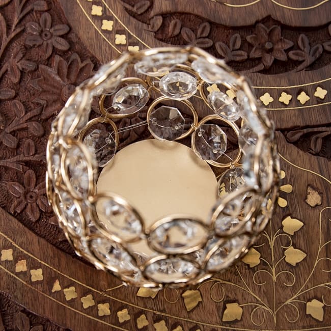 【3個セット】クリスタルガラスのアラビアンキャンドルホルダー - ゴールド【7.5cm×8.5cm】 7 - 上から見てみました。