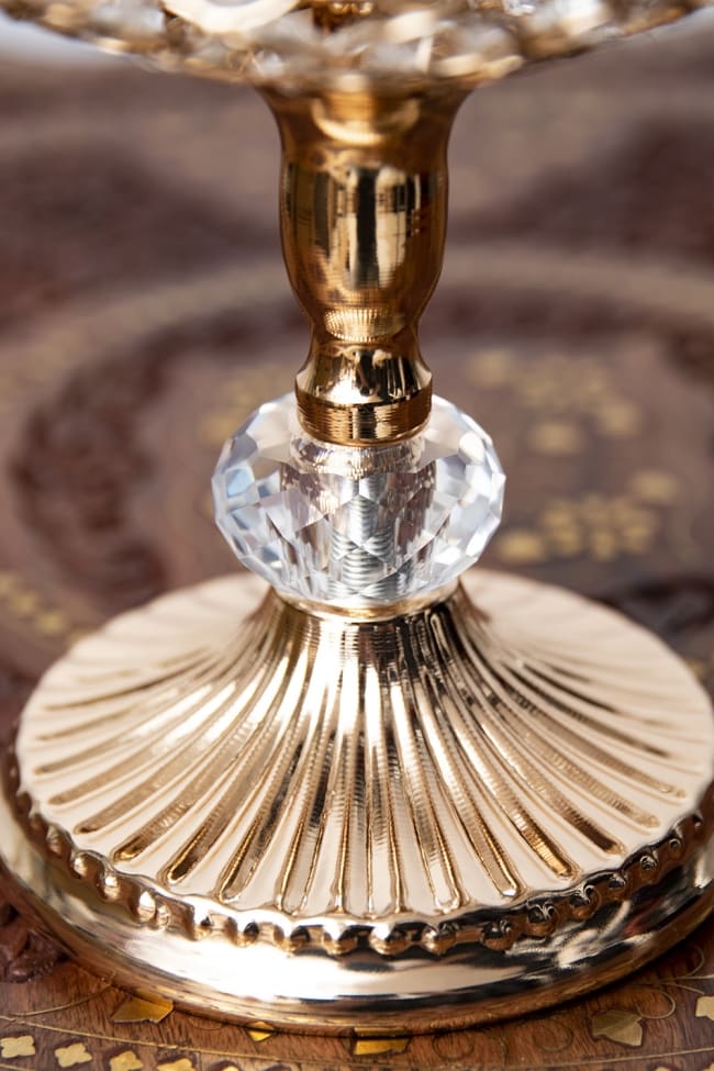 【3個セット】クリスタルガラスのアラビアンキャンドルホルダー - ゴールド【20.5cm×14cm】 6 - 拡大して見てみました。
