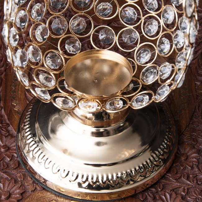 【3個セット】クリスタルガラスのアラビアンキャンドルホルダー - ゴールド【31cm×15.5cm】 7 - 上から見てみました。