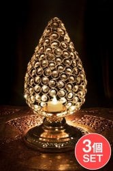 【3個セット】クリスタルガラスのアラビアンキャンドルホルダー - ゴールド【31cm×15.5cm】(SET-GENE-155)