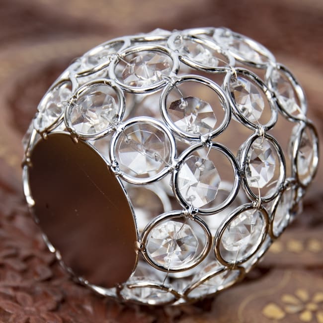 【6個セット】クリスタルガラスのアラビアンキャンドルホルダー - シルバー【7.5cm×8.5cm】 8 - 底面の様子です。