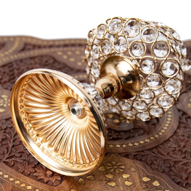 【6個セット】クリスタルガラスのアラビアンキャンドルホルダー - ゴールド【20.5cm×14cm】 8 - 底面の様子です。