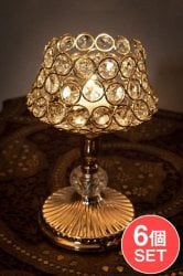 【6個セット】クリスタルガラスのアラビアンキャンドルホルダー - ゴールド【20.5cm×14cm】(SET-GENE-161)