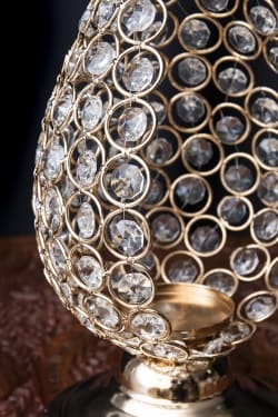 【6個セット】クリスタルガラスのアラビアンキャンドルホルダー - ゴールド【31cm×15.5cm】 - サブ5