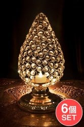 【6個セット】クリスタルガラスのアラビアンキャンドルホルダー - ゴールド【31cm×15.5cm】(SET-GENE-162)