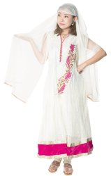 サフェードのパンジャビドレス 3点セット 白×ピンクの商品写真
