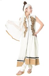 サフェードのパンジャビドレス 3点セット 白×黒の商品写真