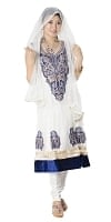 [インド品質・訳あり]サフェードのパンジャビドレス 3点セット 白×濃青の商品写真