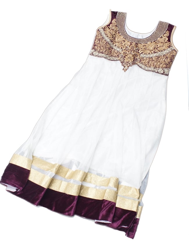 サフェードのパンジャビドレス 3点セット 白×ダークレッド 9 - 平置きしてみるとこのような様子です
