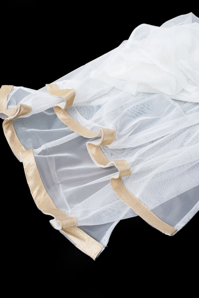 サフェードのパンジャビドレス 3点セット 白×青 11 - 透け感のあるレースのショールです。