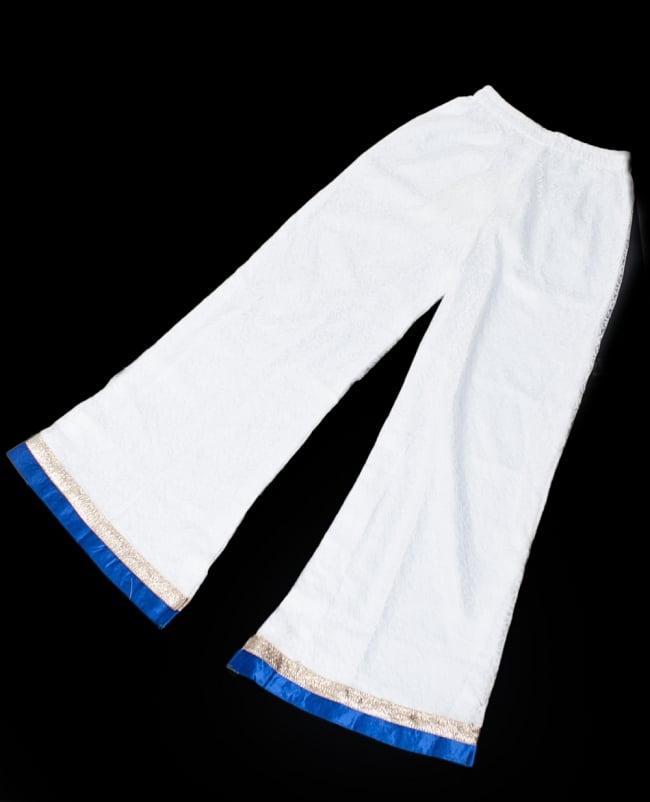 サフェードのパンジャビドレス 3点セット 白×青 10 - ボトムスを平置きしてみました