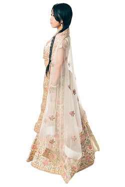 【1点物】インドのレヘンガドレスセット - ホワイト - サブ3