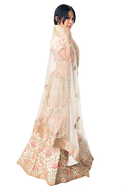 【1点物】インドのレヘンガドレスセット - ホワイト - サブ5